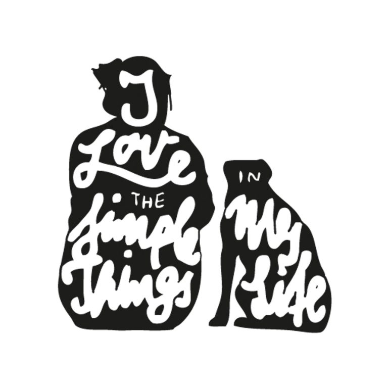 Sticker - Illustration "I love the Simple Things in my Life" in schwarzweiß